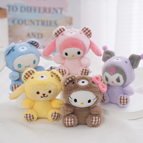 Elbise Detay Ekose Ayak Kawaii Sanrio Peluş Anahtarlık Aksesuar 