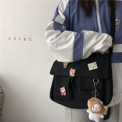  Büyük Boy Tuval Crossbody Çanta 