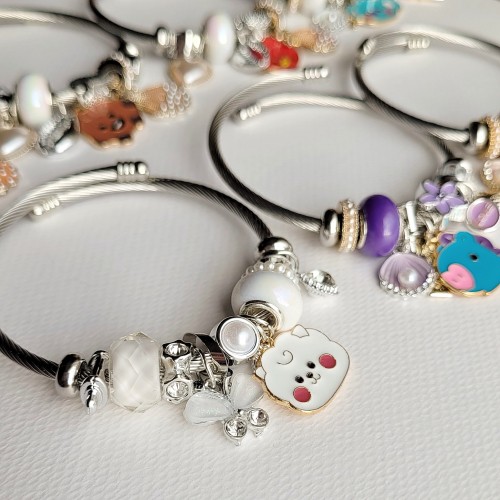 BT21 Kararmaz Çelik Charm Pandora Bileklik 