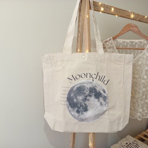Moonchild Kanvas Körüklü Tote Çanta (Çıtçıtlı-İç Cepli,320 gr-%100 Pamuk)