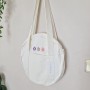 Çiçek Nakışlı Kanvas Daire Tote Bag