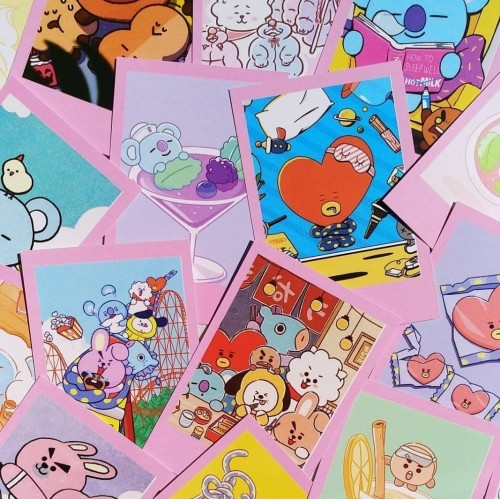 BT21 Pembe Kenar 24 Adet Fotokart Seti